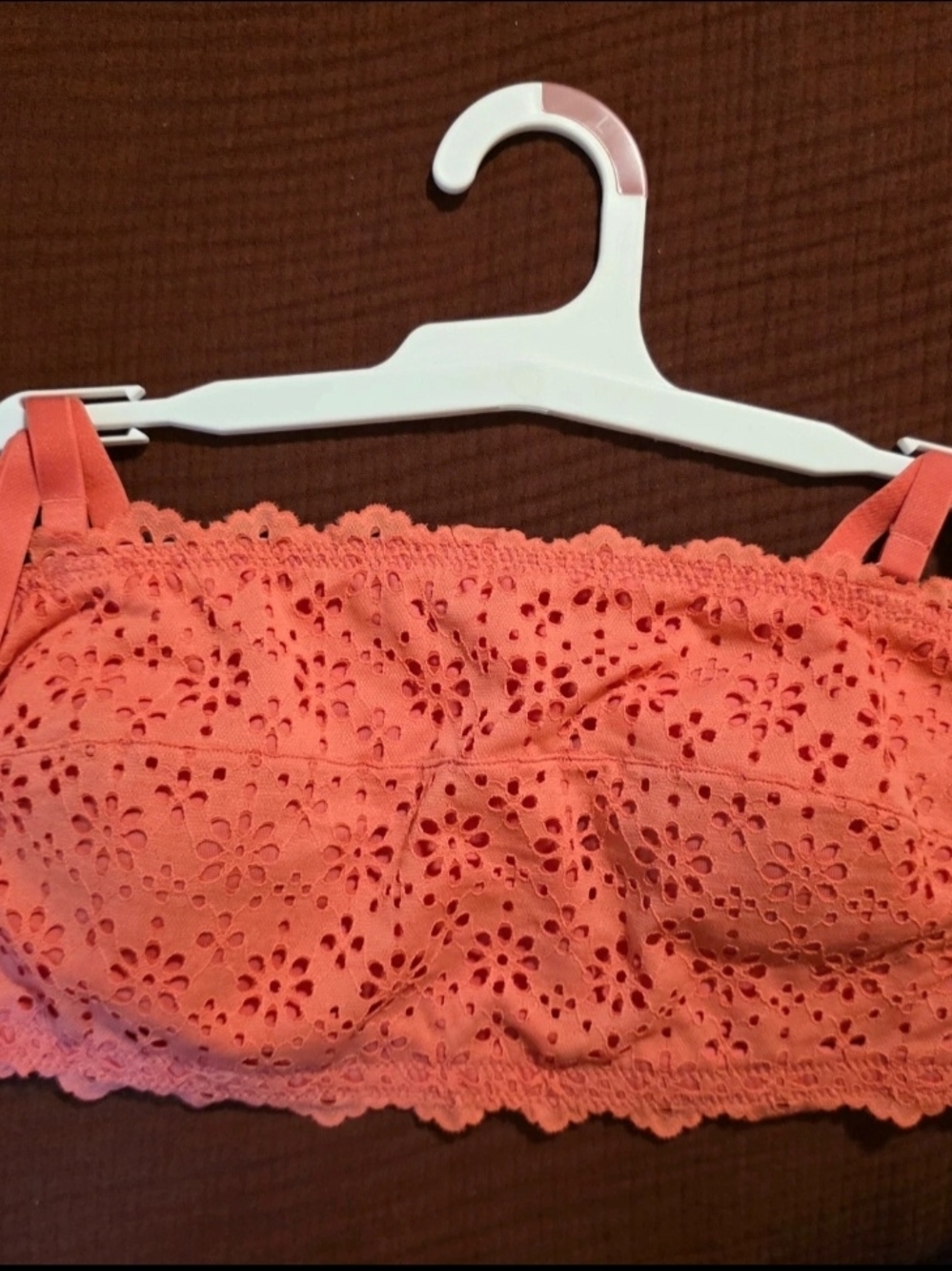 Auden Coral Eyelet Lace Bandeau Bralette